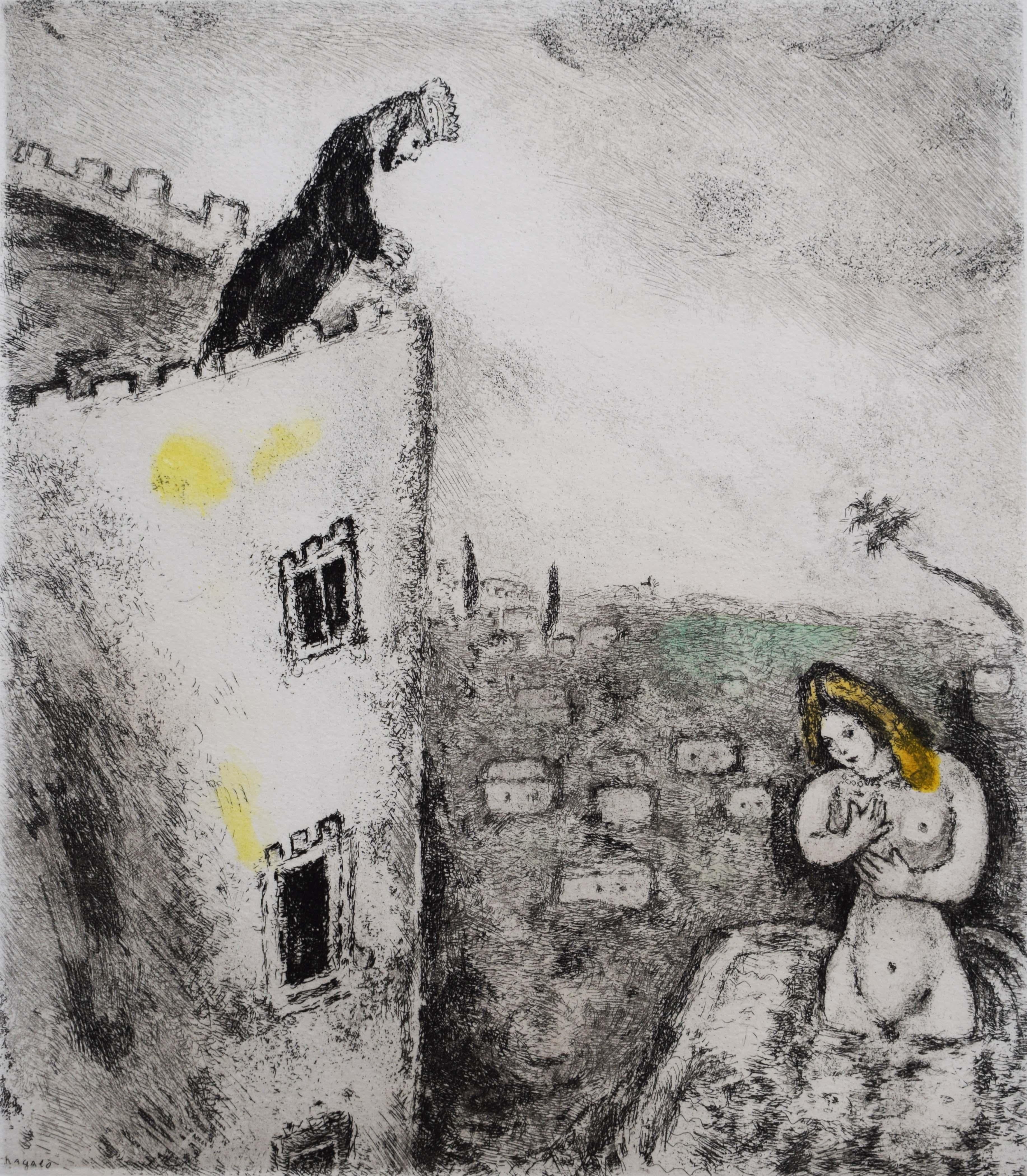 Figurative Print di Marc Chagall - David e Betsabea, da: La Bibbia - Judaica David e Betsabea Unique