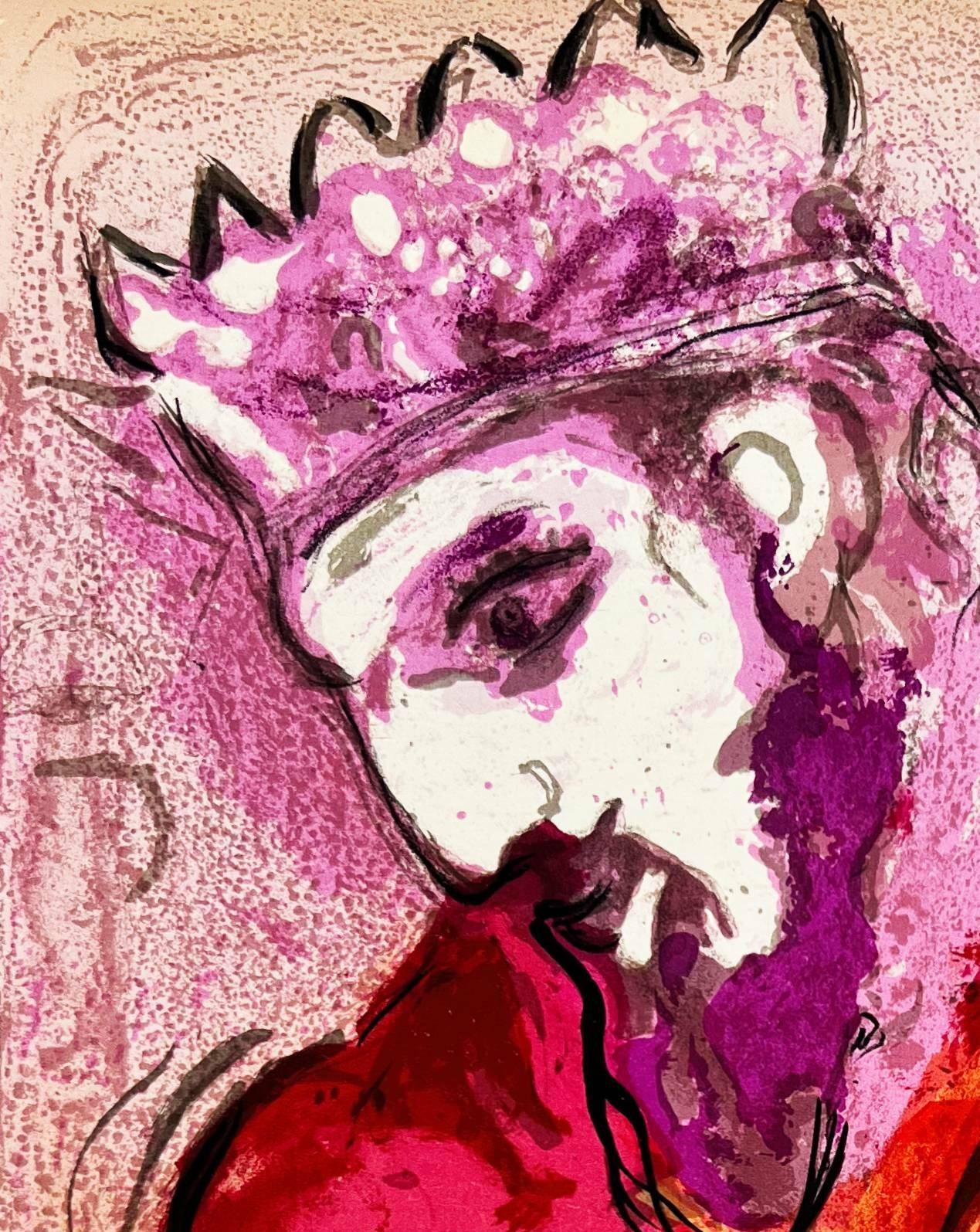 David et sa harpe - Moderne Print par Marc Chagall