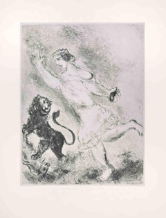 David and the Lion - Etching by Marc Chagall - 1956