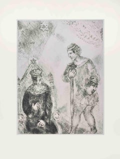 David vor Saul – Radierung von Marc Chagall – 1956