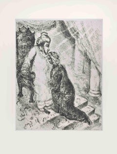 David Forgives his Son - Etching by Marc Chagall - 1956