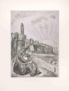 David Mourning the Death of his Son - Radierung von Marc Chagall - 1956