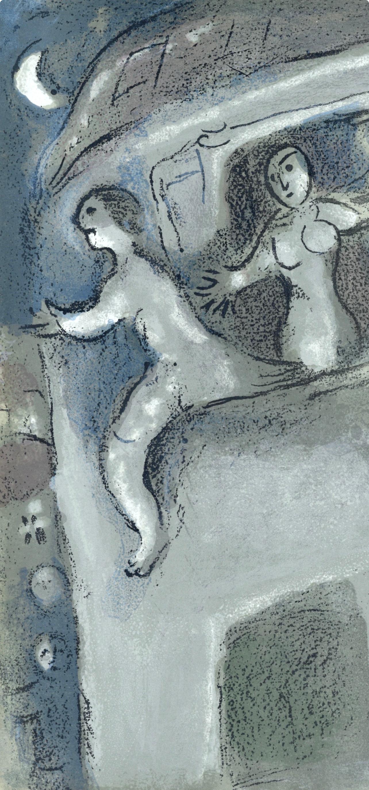 David sauvé par Michal (Mourlot 230-77; Cramer 42), Dessins Pour La Bible - Print by Marc Chagall