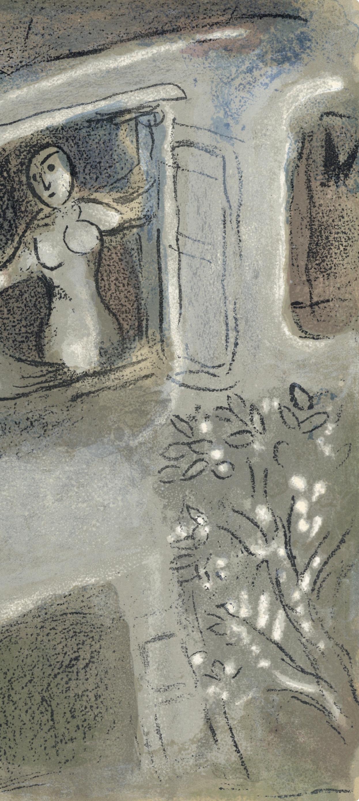 David sauvé par Michal (Mourlot 230-77; Cramer 42) (Expressionismus), Print, von Marc Chagall