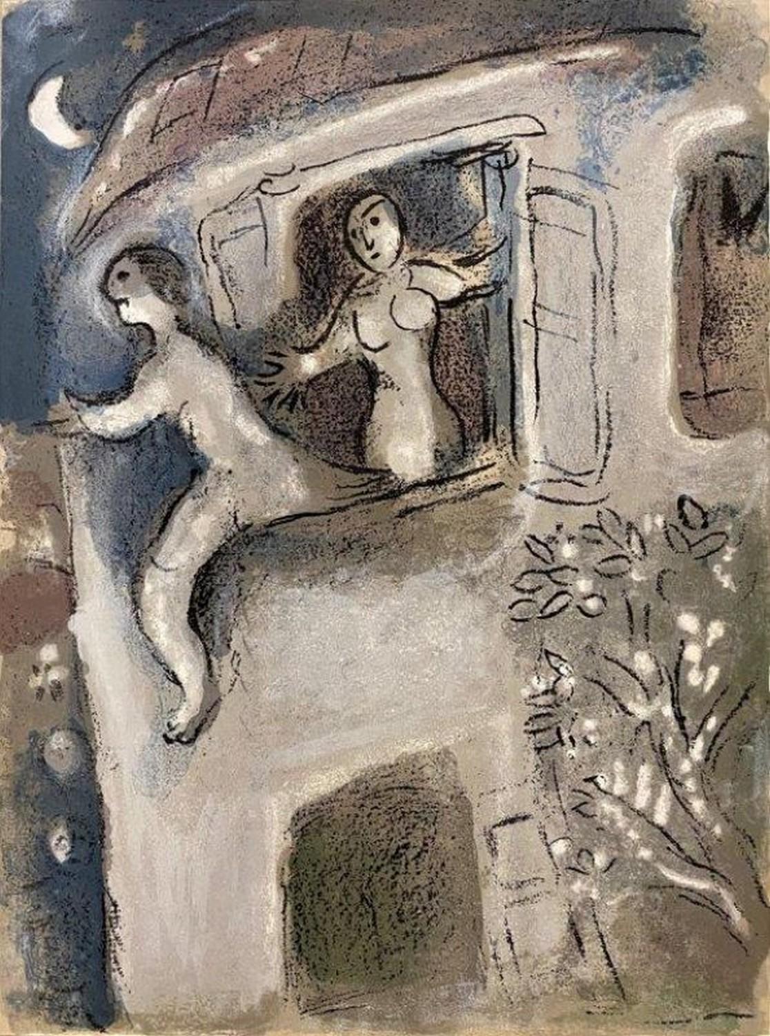 Marc Chagall Abstract Print - David saved by Mical 