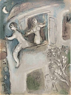 David Saved by Michal - Lithograph by Marc Chagall - 1960