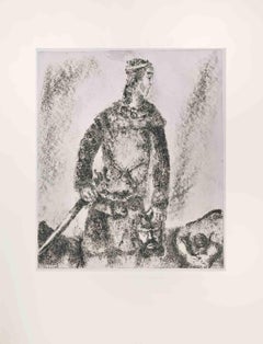 David Wins Over Goliath - Etching by Marc Chagall - 1956