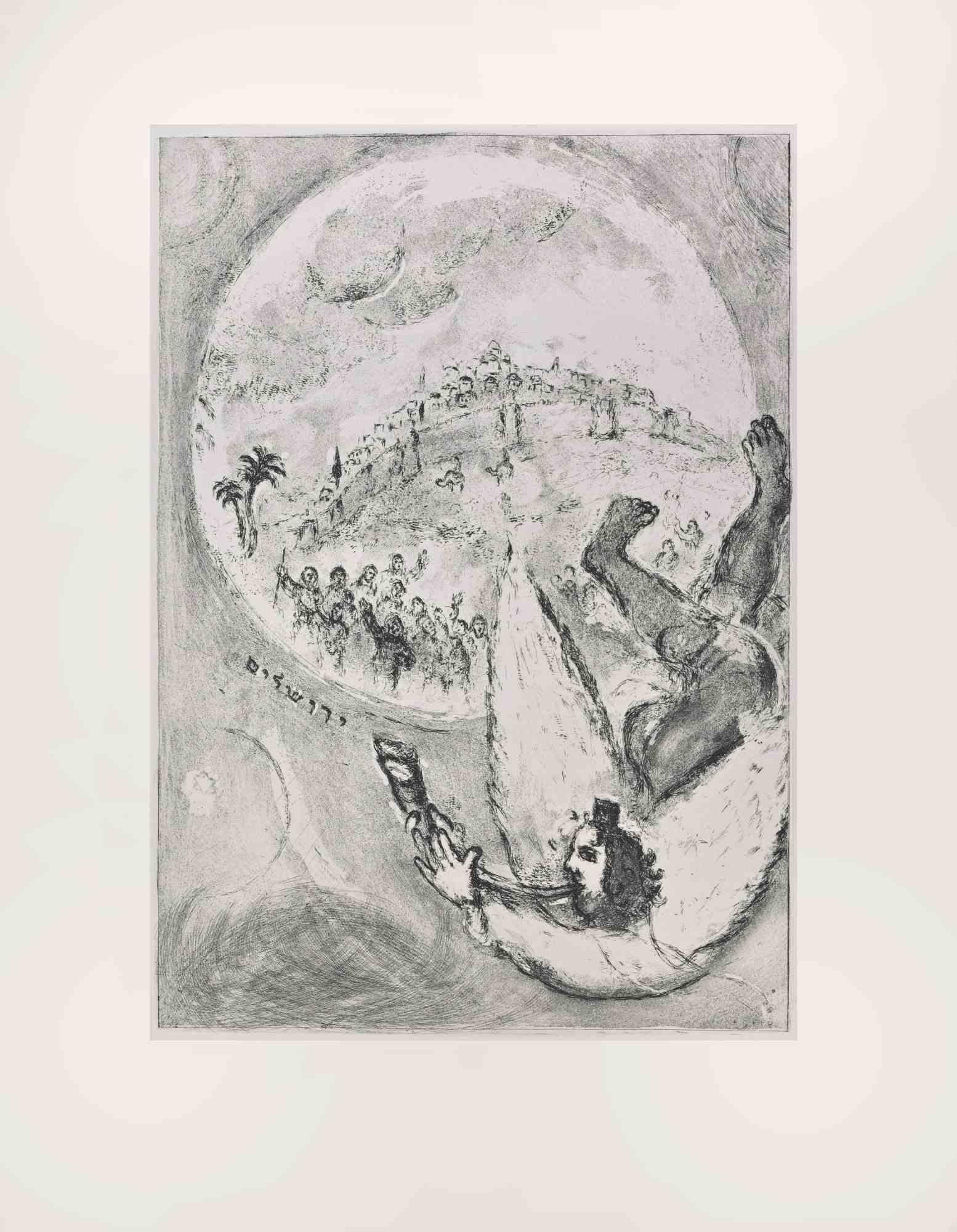 La liberazione di Gerusalemme - Acquaforte di Marc Chagall - 1956