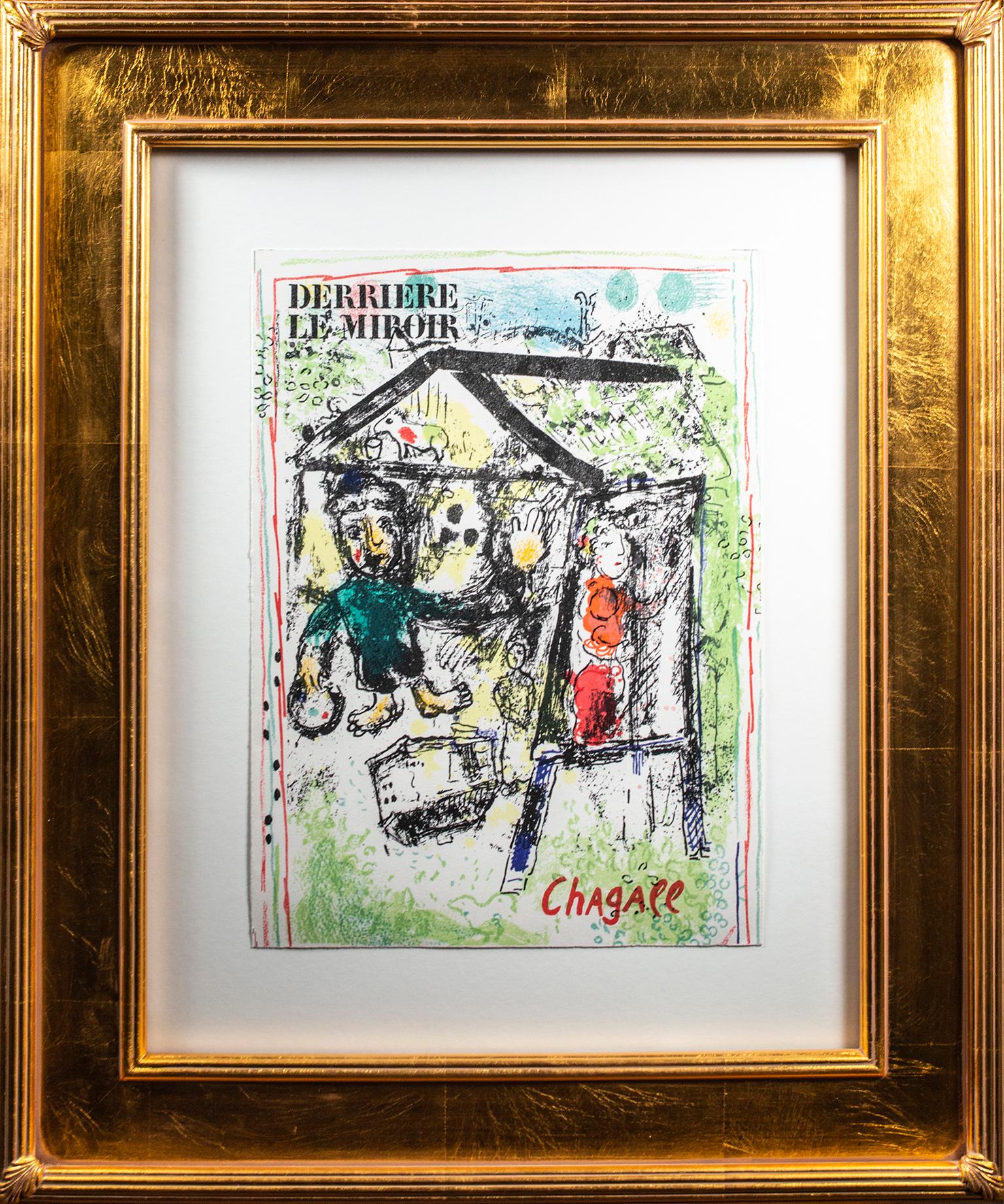 "Derirre le Miroir, Couverture : La Peintre devant le Village I" - Lithographie originale - Print de Marc Chagall