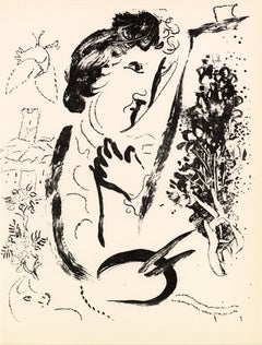 Devant le Tableau Lithograph by Chagall, Framed, 1960s, Museum Quality