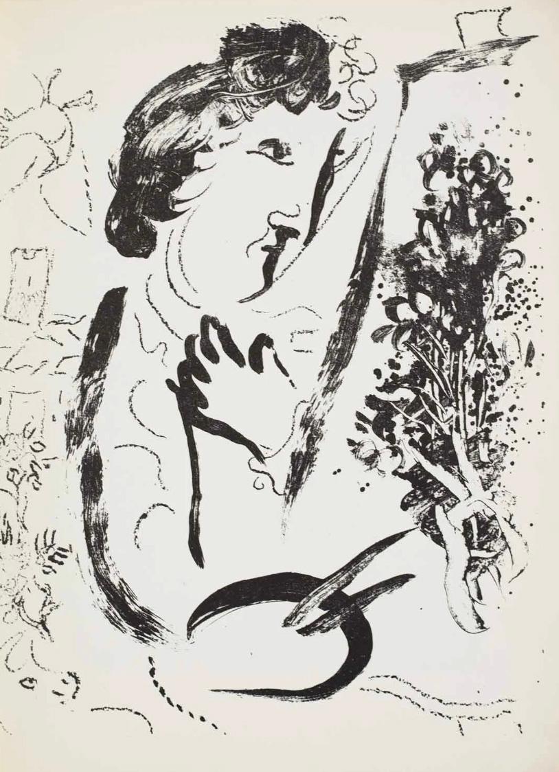 Marc Chagall Figurative Print - Devant le Tableu