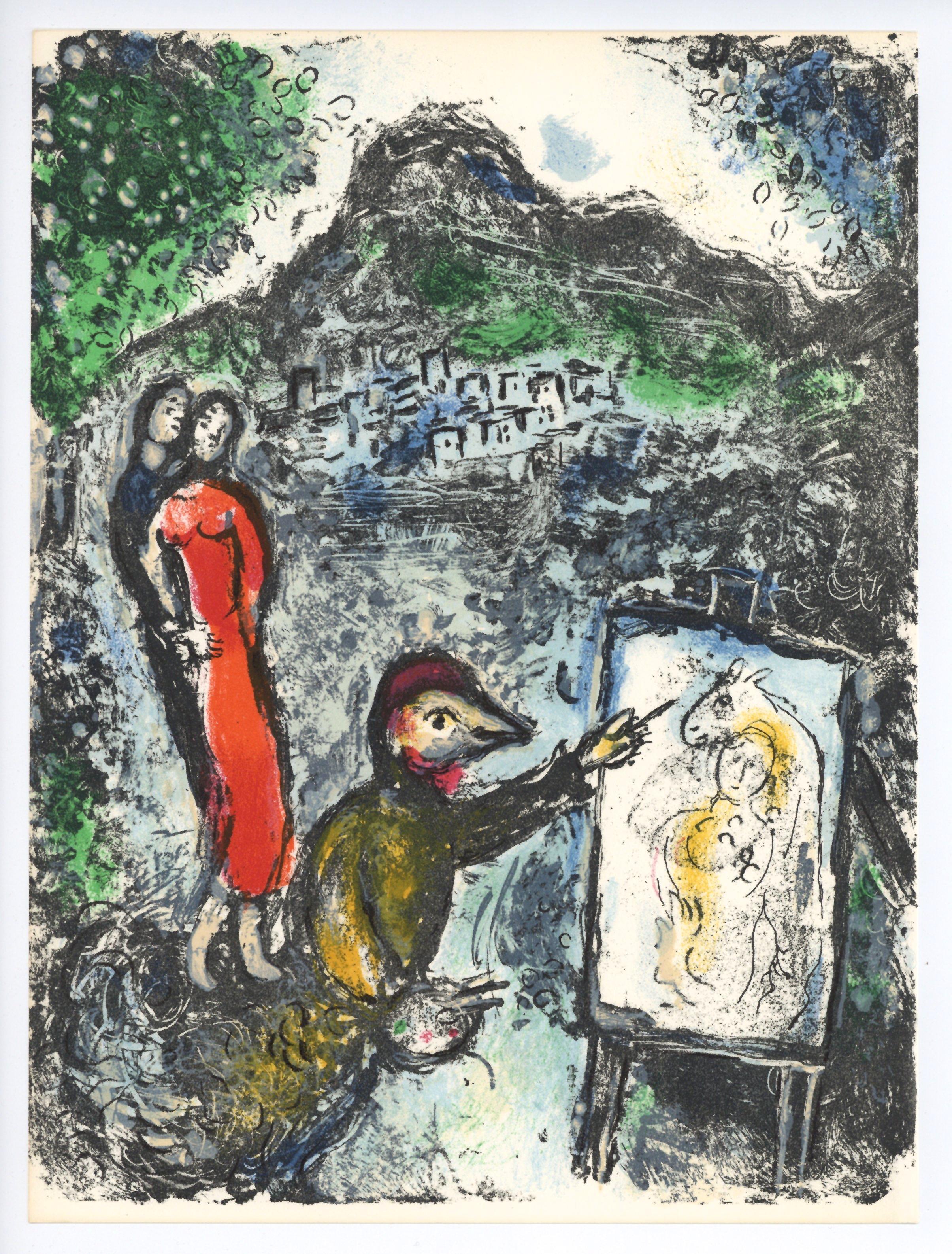 Marc Chagall Portrait Print - "Devant Saint-Jeannet" original lithograph