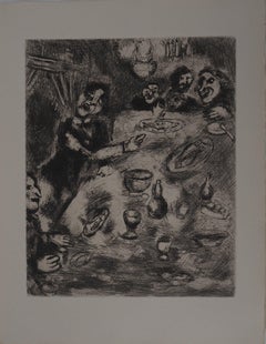 Dinner (The Laughing Man and Fish) - Original etching - Ref. Sorlier #176