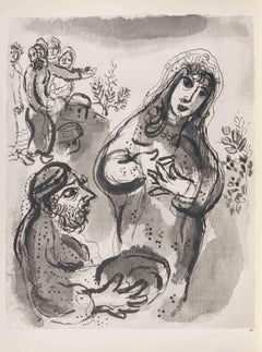 Elkana et Anne - Héliogravure de Marc Chagall - 1960