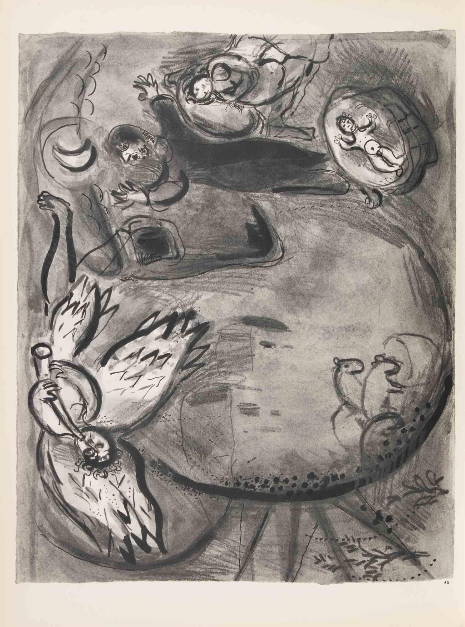 Elkana and Anne - Héliogravure by Marc Chagall - 1960 For Sale 1