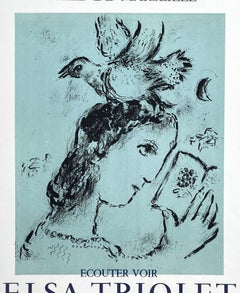 Elsa Triolet, Woman With a Bird - Original Lithograph Hand Signed & Numbered