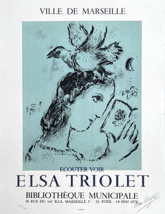 Elsa Triolet, Woman With a Bird - Original Lithograph Hand Signed & Numbered 