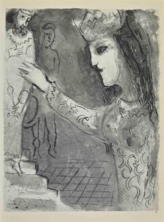 Esther lädt Ahasuerus zu einem Bankett ein - Lithographie von Marc Chagall - 1960er Jahre
