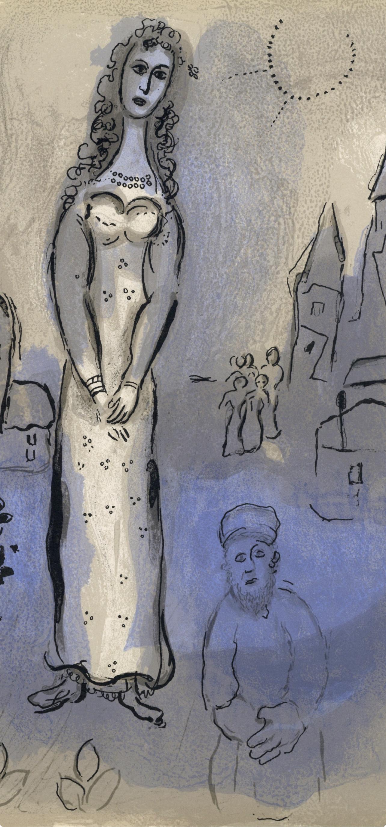 Esther (Mourlot 230-77; Cramer 42) (Grau), Figurative Print, von Marc Chagall