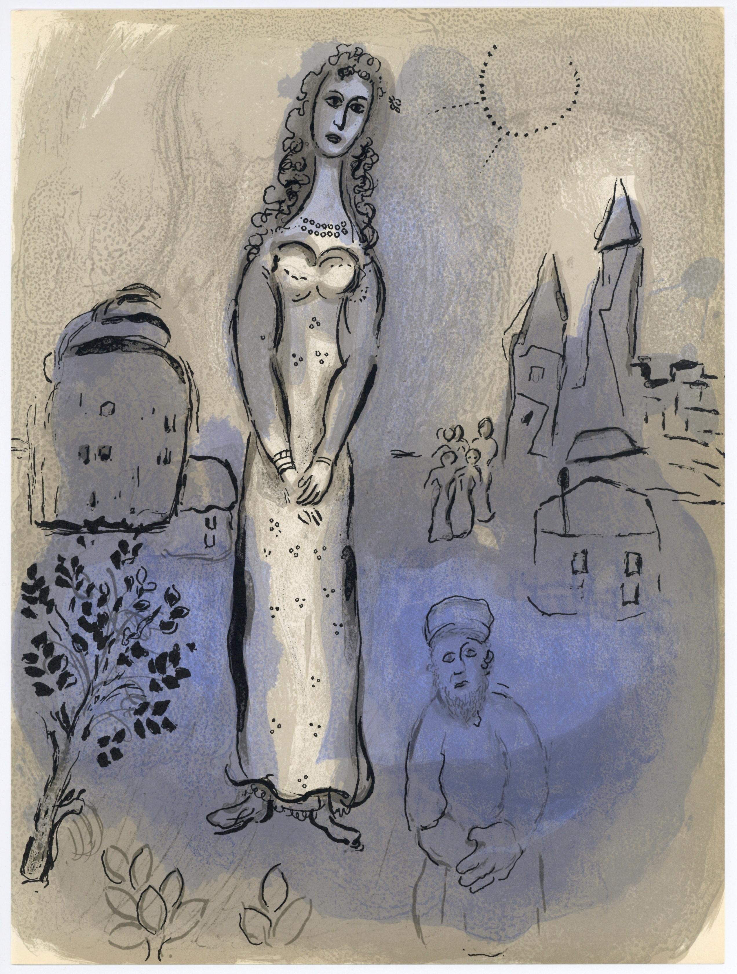 Lithographie auf Vélin des Papeteries du Marais Papier. Papierformat: 14 x 10,25 Zoll. Beschriftung: Unsigniert und nicht nummeriert, wie ausgegeben. Werkverzeichnis Referenzen: Mourlot, Fernand. Chagall, Lithographien II: 1957-1962. André Sauret,