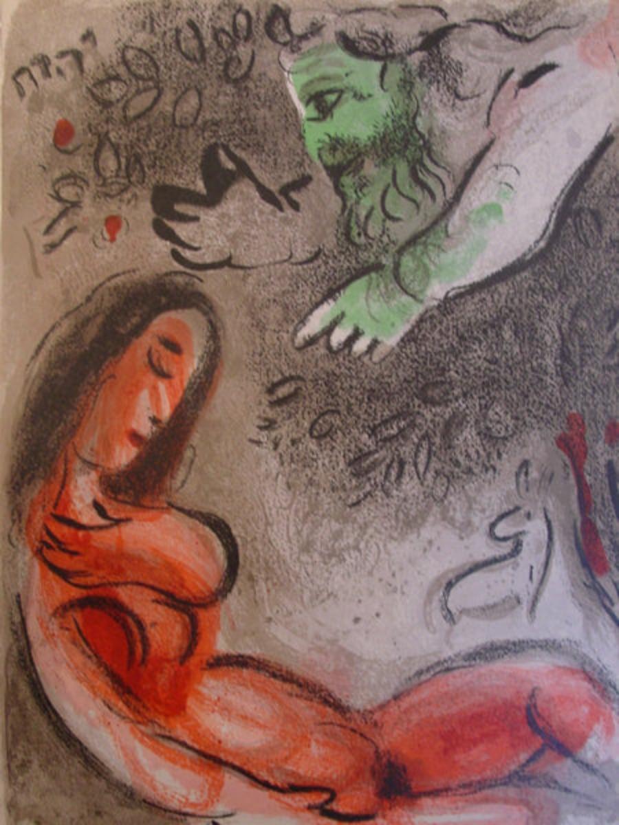 Marc Chagall Print – Eve Incurs God's Displeasure, aus Zeichnungen für die Bibel
