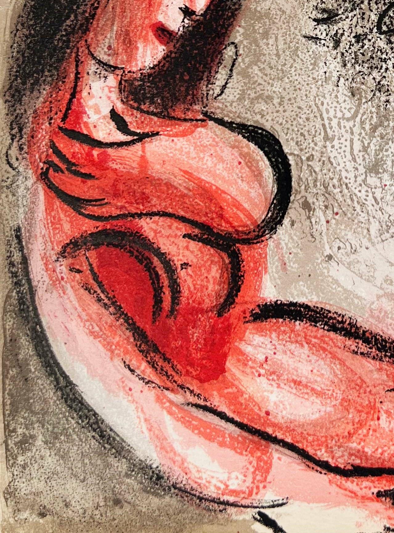 Eve is Condemned by God - Beige Figurative Print by Marc Chagall