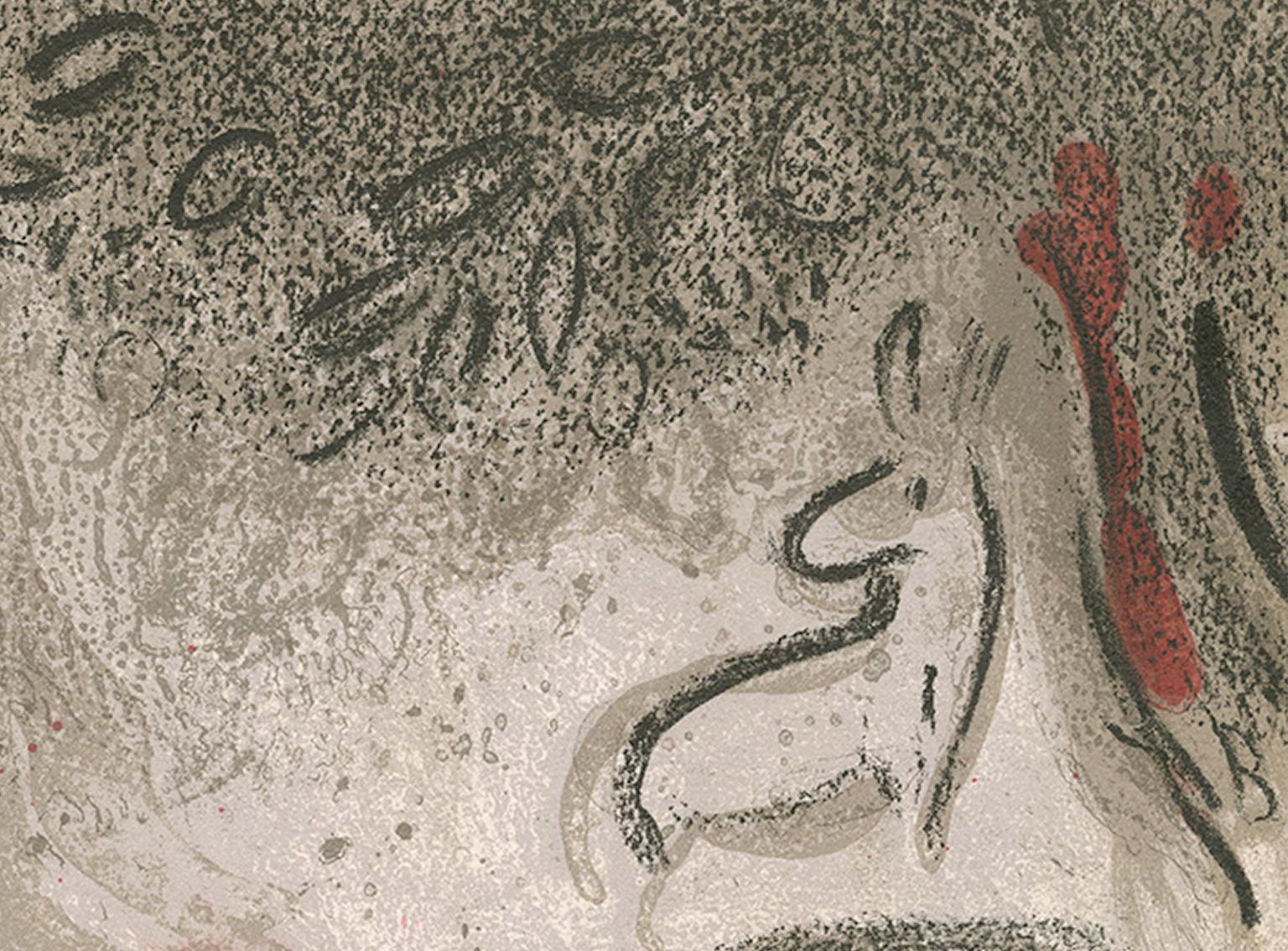 20e siècle lithographie en couleurs personnages nus rouge et Greene & Greene - Marron Figurative Print par Marc Chagall