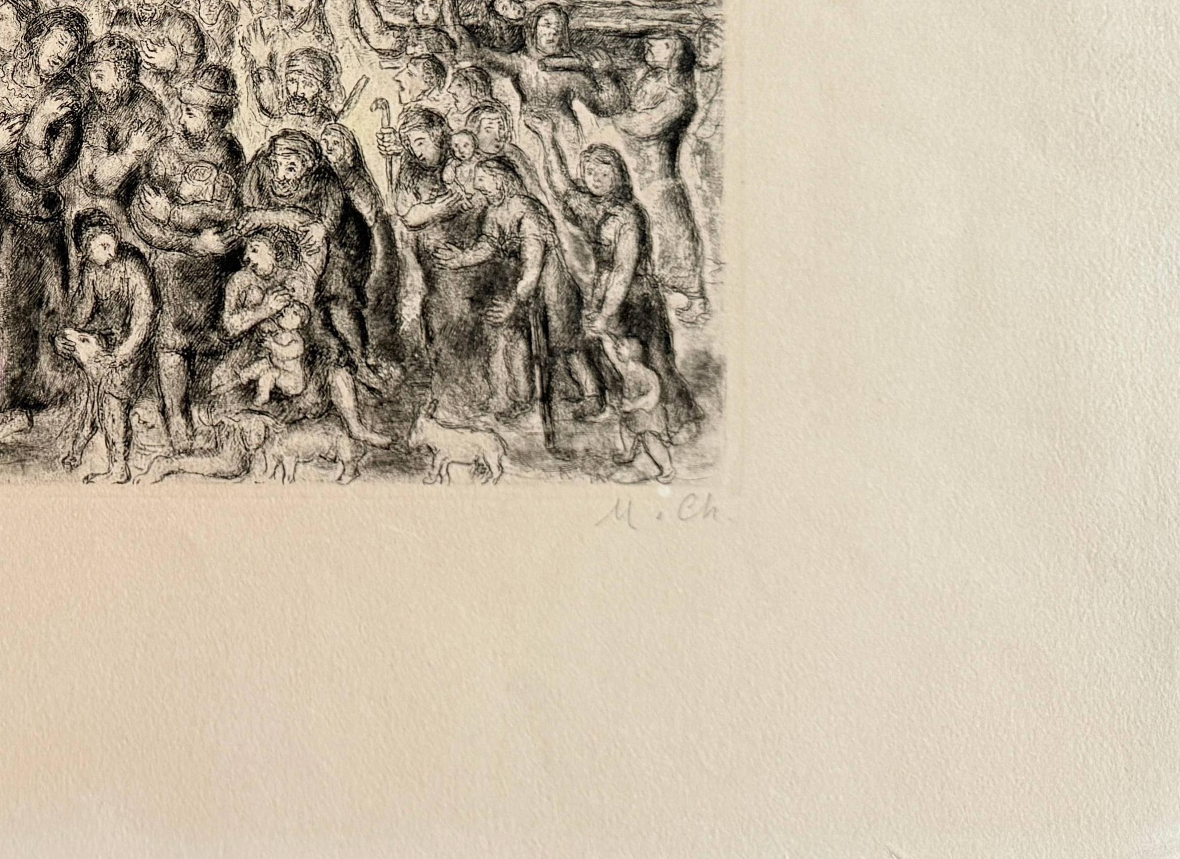 Marc Chagall (1887-1985) - Exodus From Egypt

Etching and watercolour from 1956.

The edition of 100 on Arches paper.

Dimensions of work: 37.5 x 52 cm.

Hand signed.

Publisher: Tériade, Paris.

Reference: Cramer 30.

The work is in Excellent