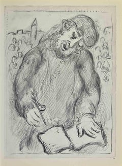 Esra lehrt das Volk - Lithographie von Marc Chagall - 1960er Jahre