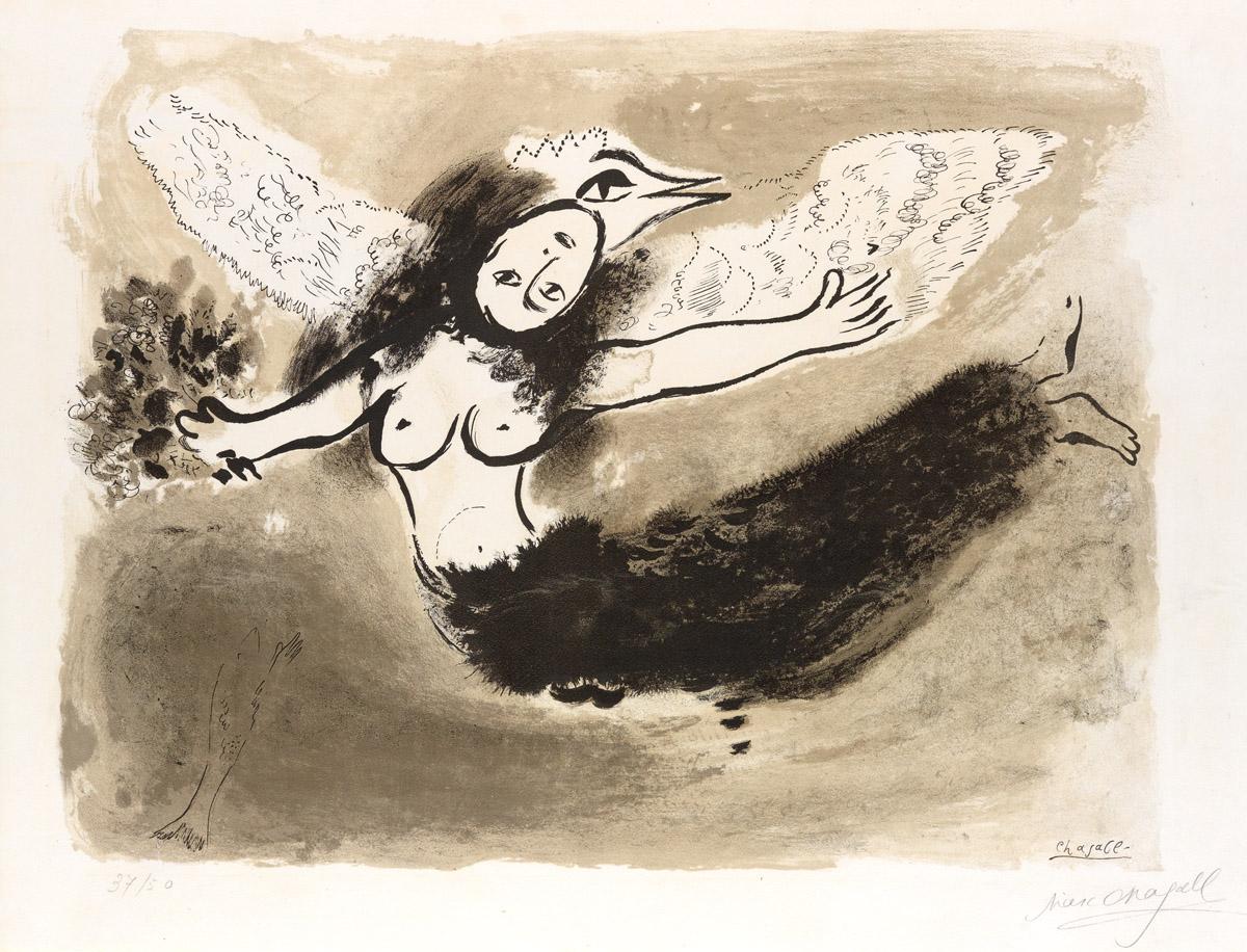 Marc Chagall Nude Print – Weibliches Oiseau