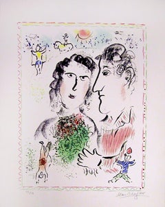 Fiancailles au Cirque, Hand-Signed Modern Lithograph by Marc Chagall