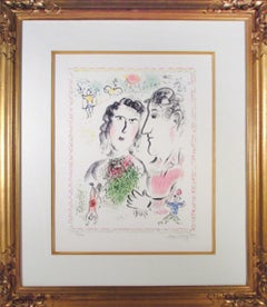 Fiancailles au Cirque, lithographie moderne signée de Marc Chagall
