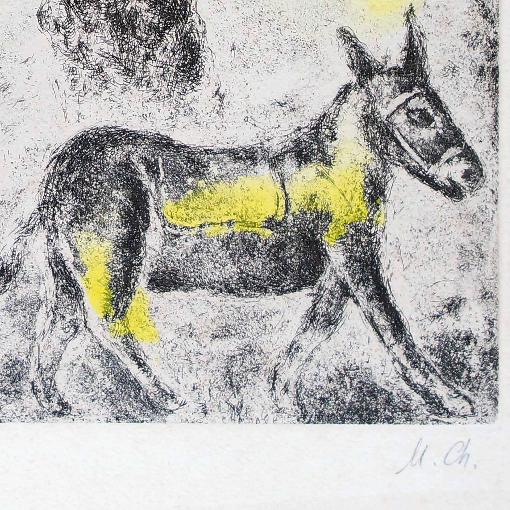 Fin d'Absalom - Hand Colored Etching by Marc Chagall - 1958 For Sale 1