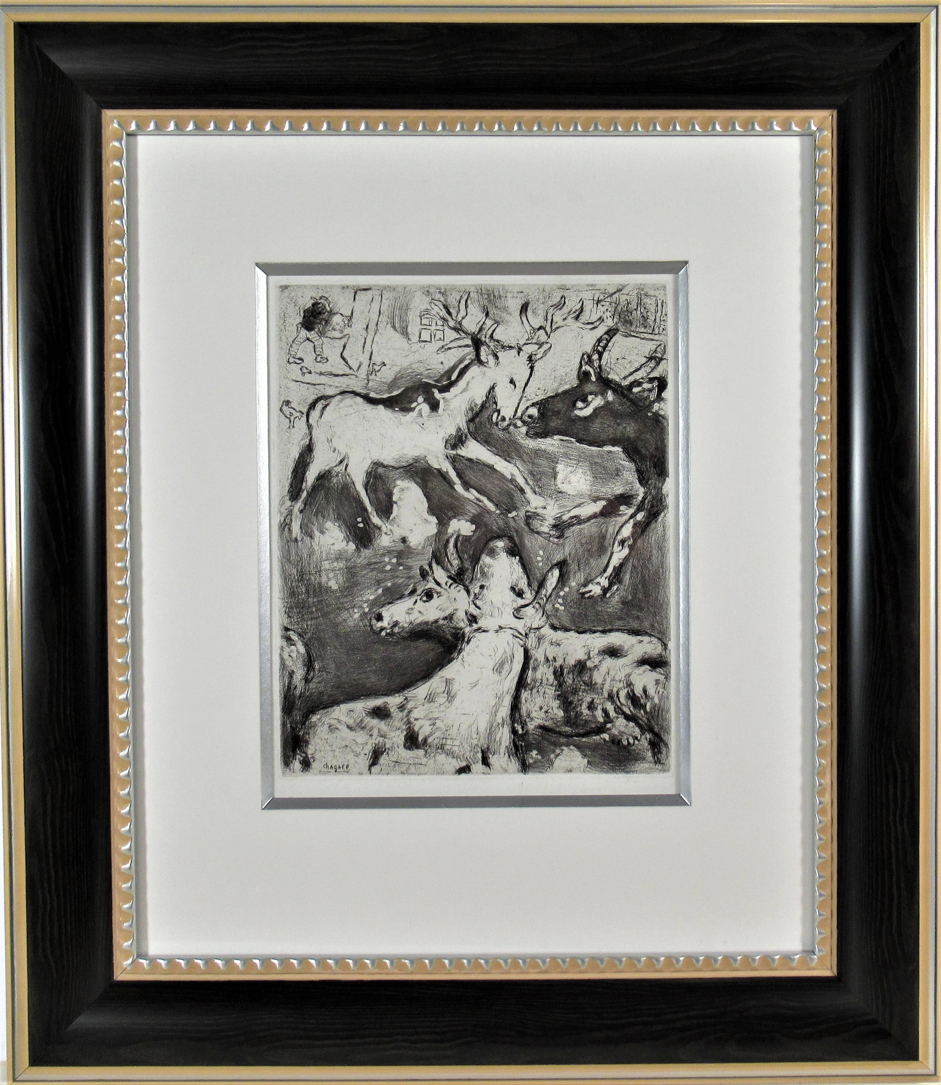 From the suite "Les Fables De La Fontaine" original etching