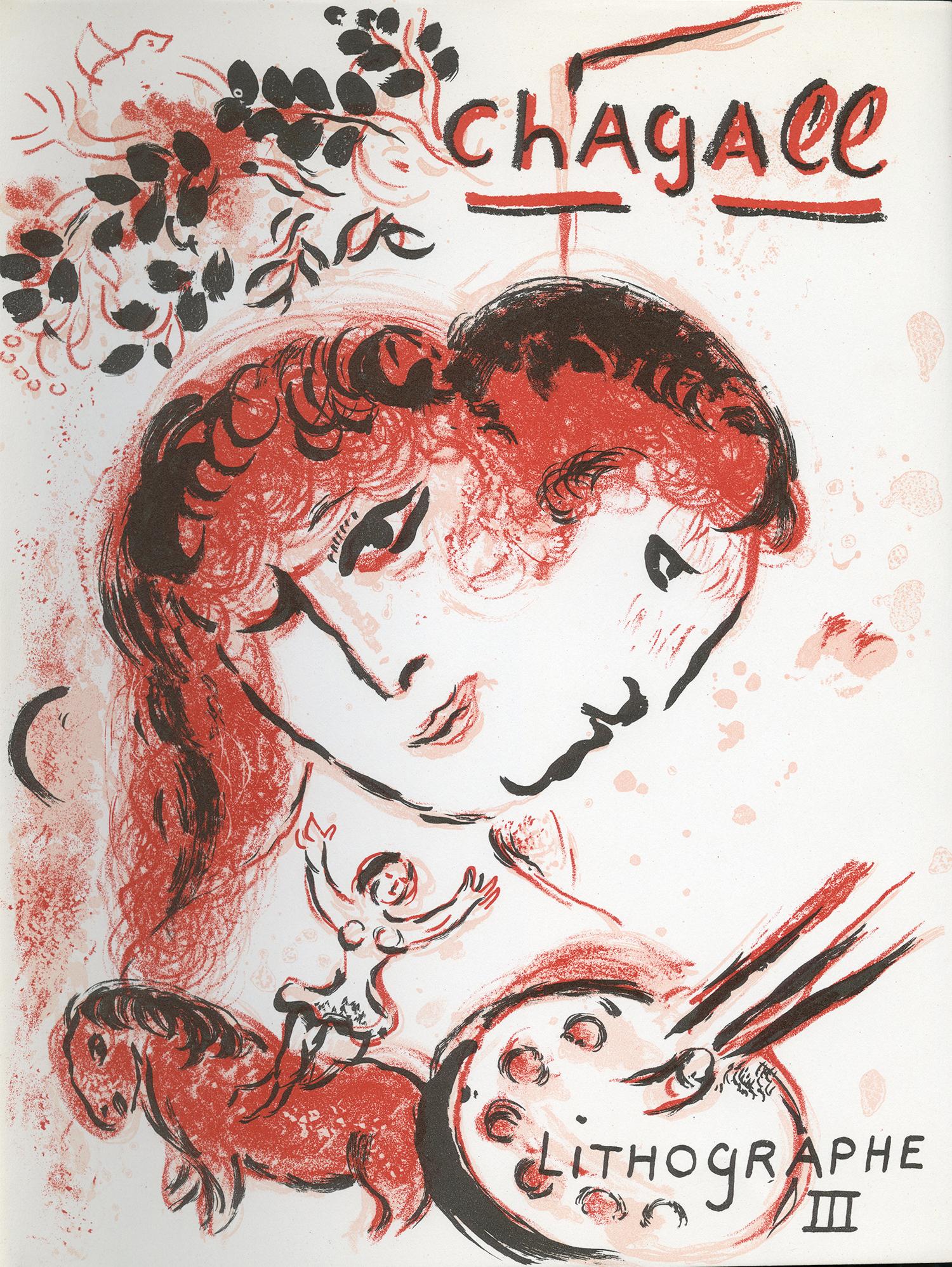 Marc Chagall Figurative Print - "Front Cover of "Chagall Lithographe III, " M 577, " Original Color Lithograph 