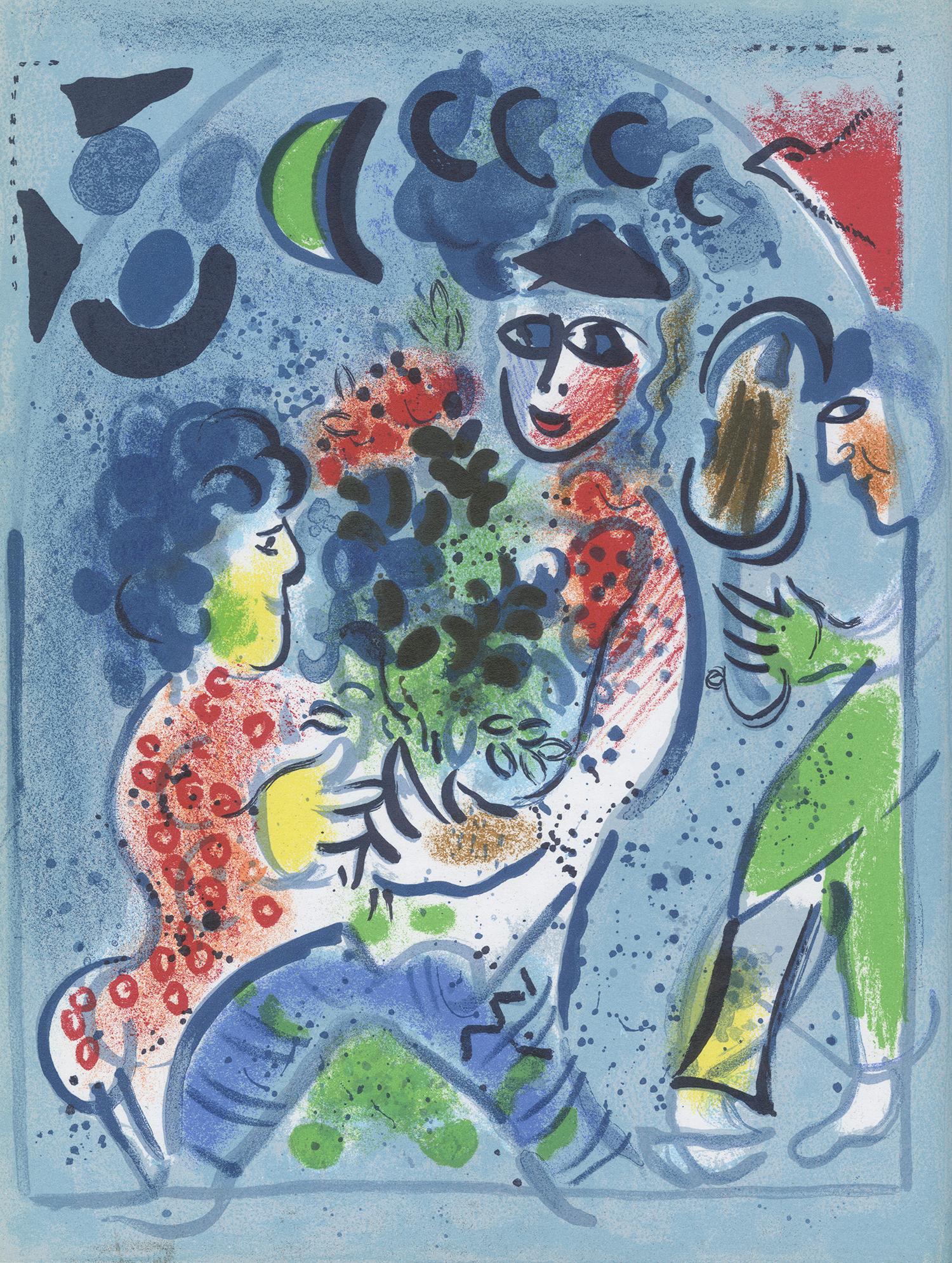 Marc Chagall Figurative Print – ""Frontispiece of ""Chagall Lithographe III,"" M 578", Original Farblithographie 