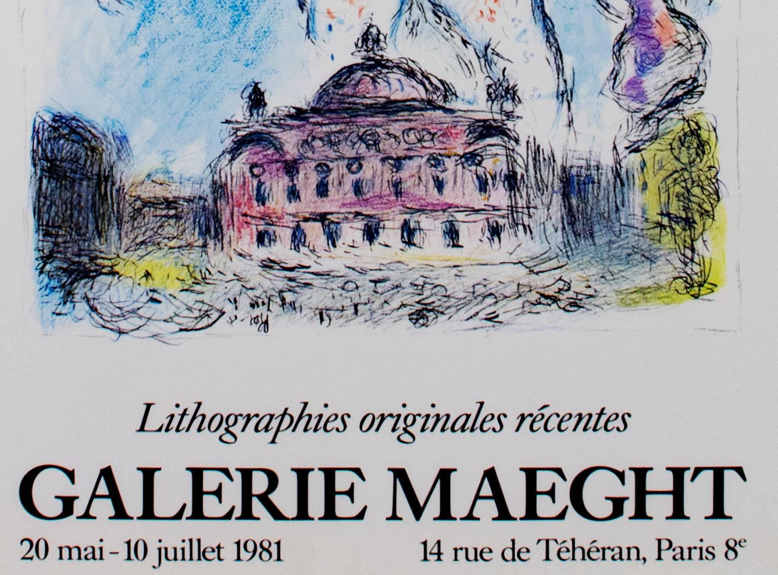 Affiche de la « Galerie Maeght », lithographie offset d'après une peinture de Marc Chagall - Print de (after) Marc Chagall