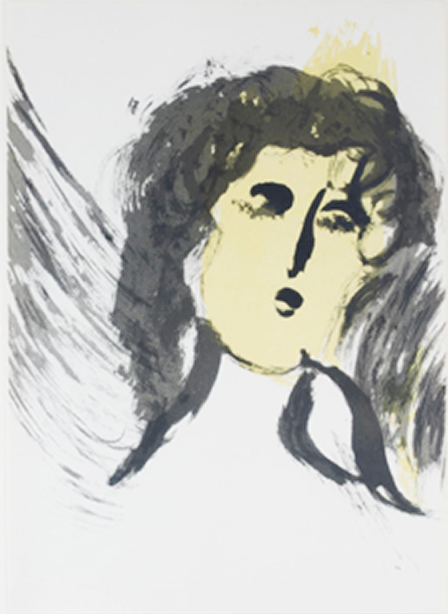 Portrait Print Marc Chagall - "Genesis-Angel of Paradise" Illustration pour "La Bible" de Verve, Lithographie