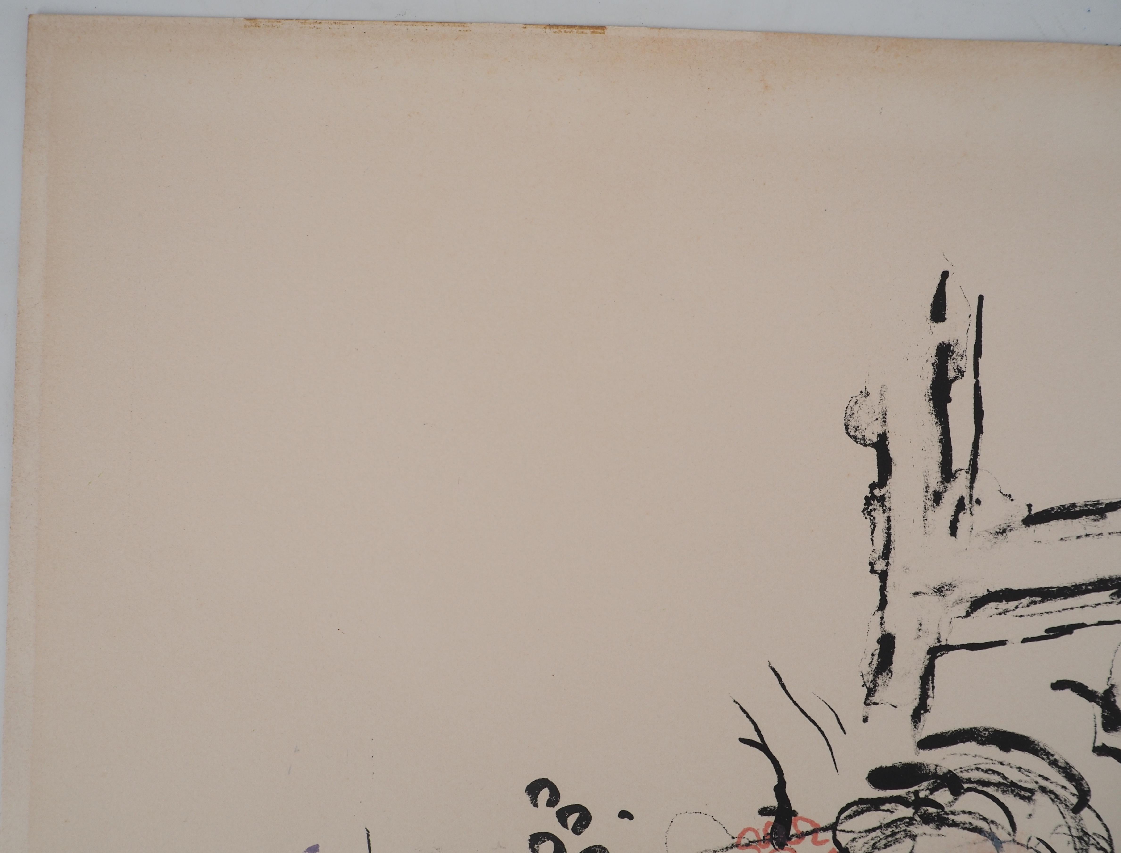 Geschenk von Blumen & Eiffelturm - Original Lithographie, handsigniert (Mourlot #417) im Angebot 6