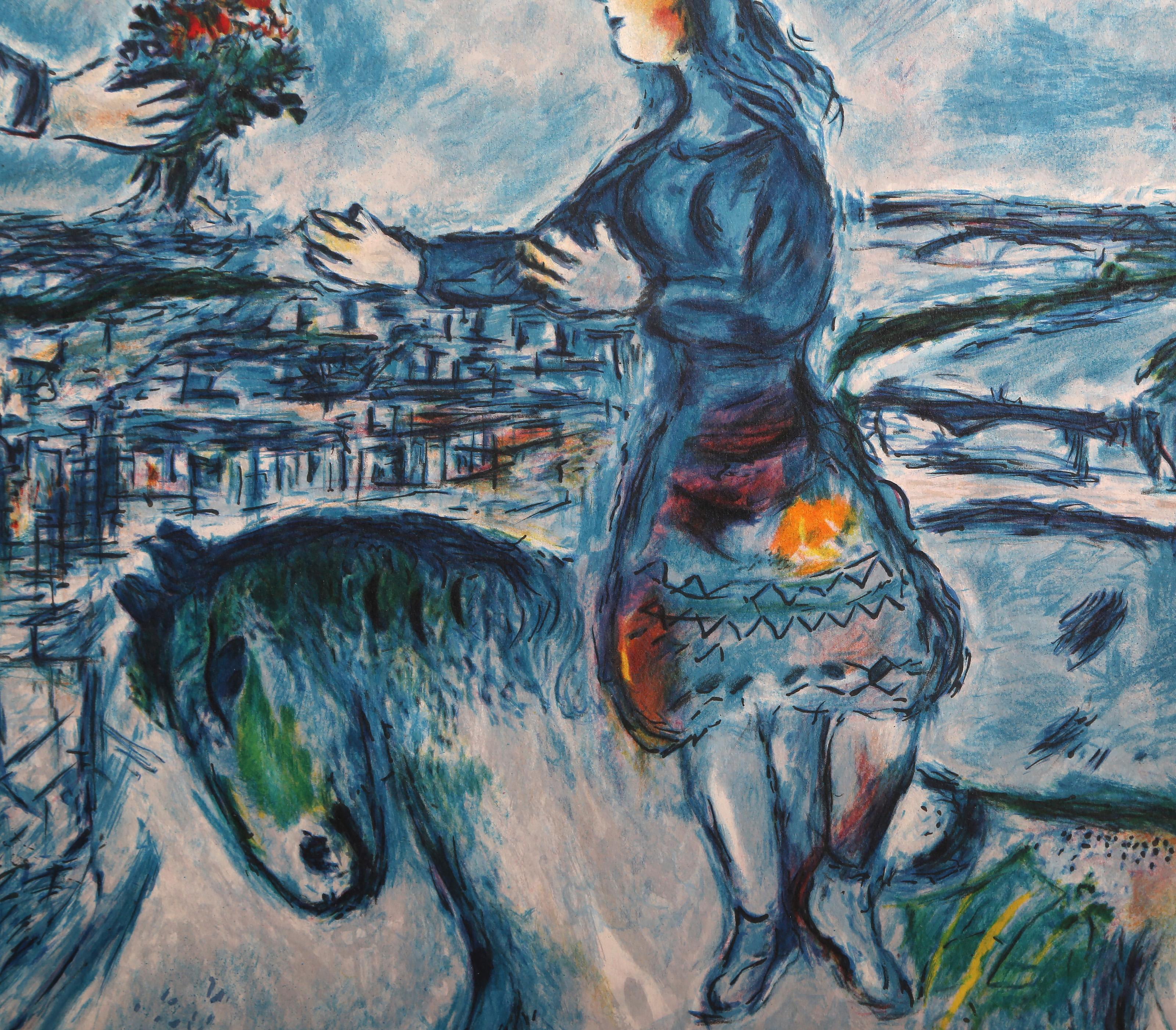 Dare il bouquet, litografia moderna dopo Marc Chagall (after) Marc Chagall in vendita 2