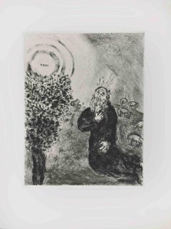God Appears to Moses in the Burning Bush - Etching by Marc Chagall - 1956