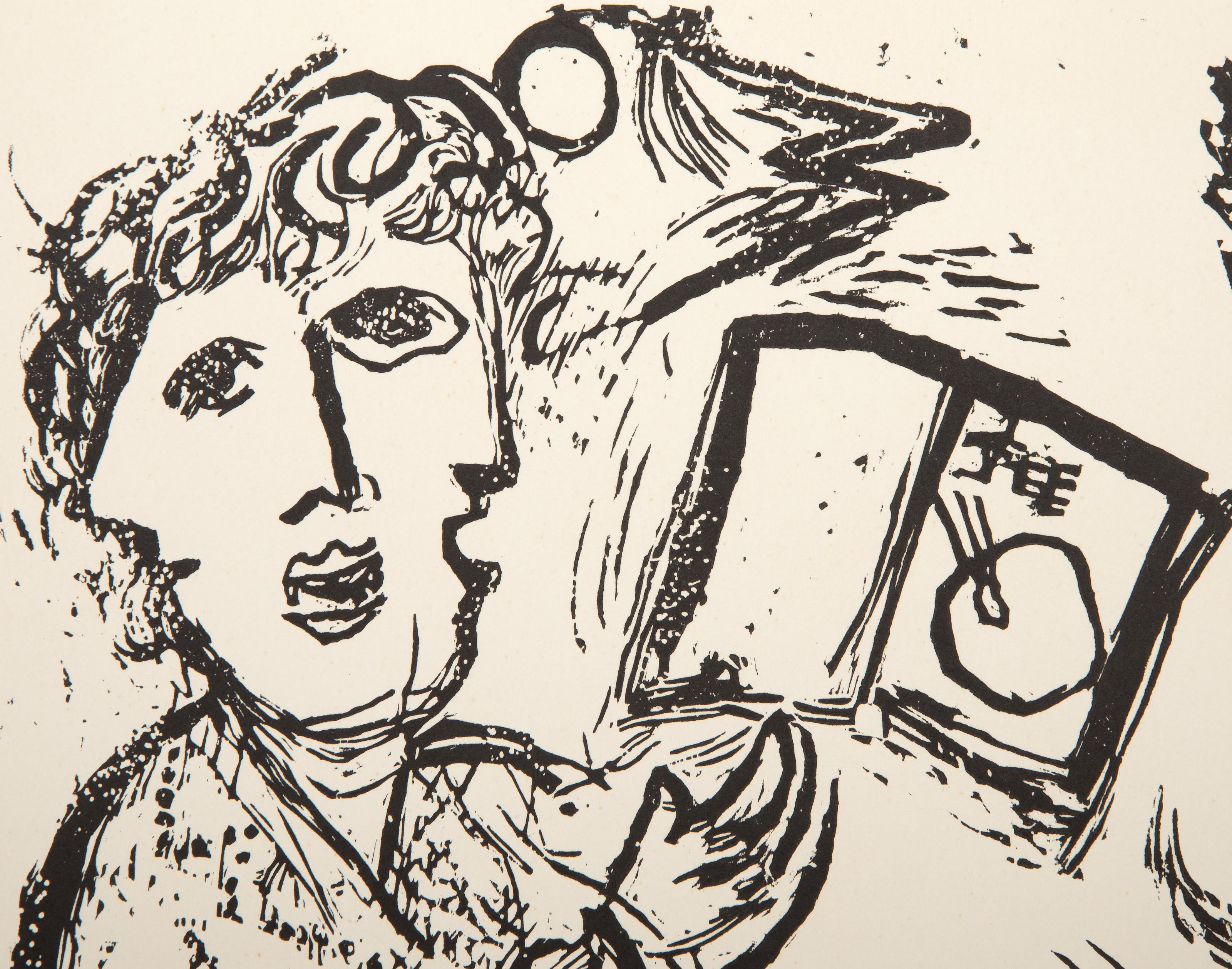 Gravure I from Poemes, Surrealist Woodcut Print by Marc Chagall For Sale 1