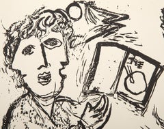 Gravure I from Poemes, Surrealist Woodcut Print by Marc Chagall