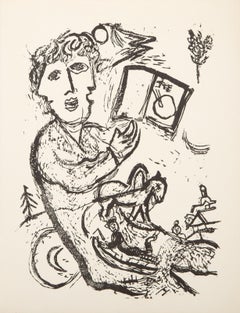 Gravure I from Poemes, Surrealist Woodcut Print by Marc Chagall