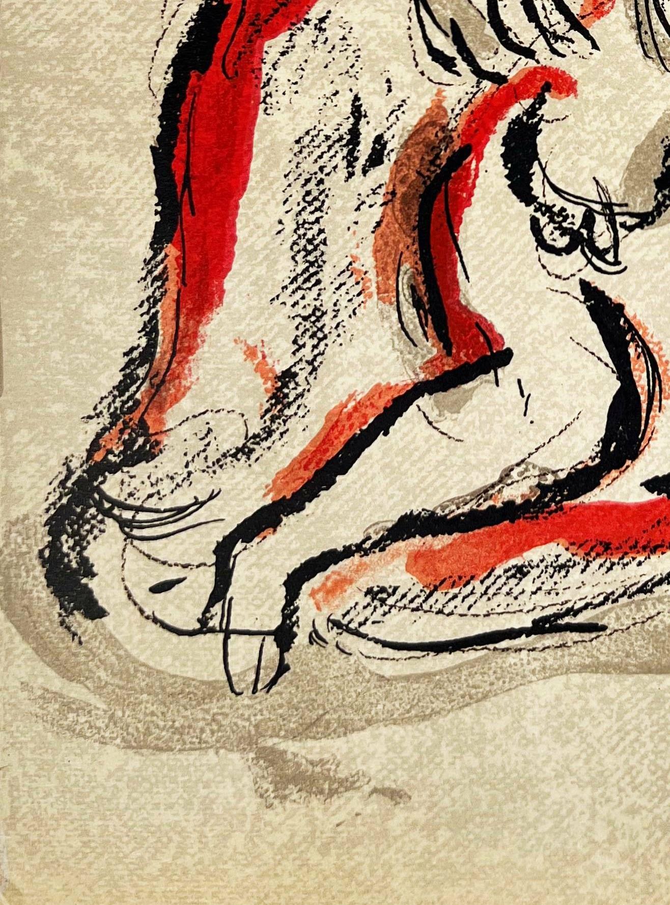 Hagar in the Desert - Beige Figurative Print by Marc Chagall