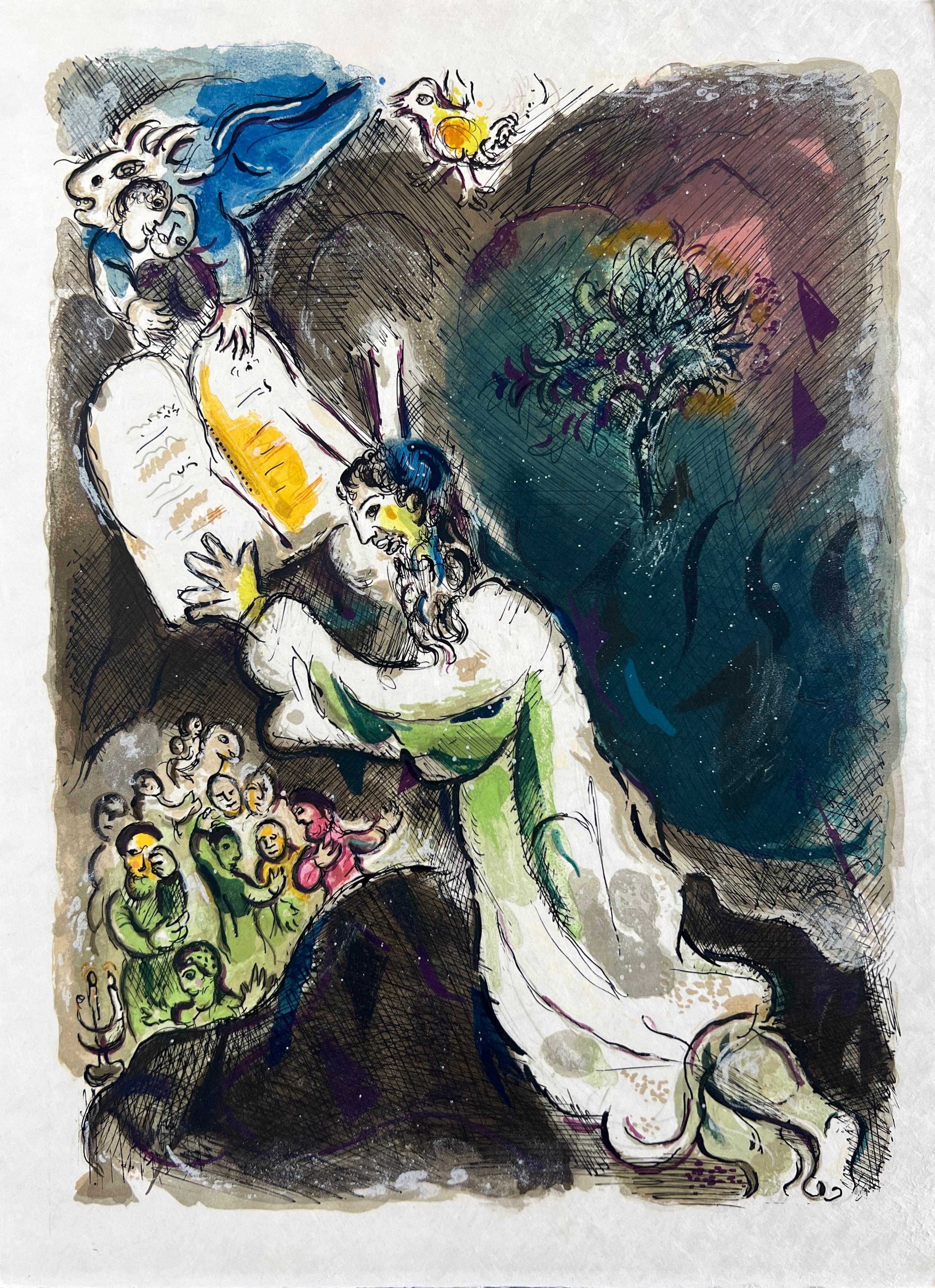 Print di Marc Chagall - Gli diede due tavole della testimonianza, tavole di pietra... - L'Esodo