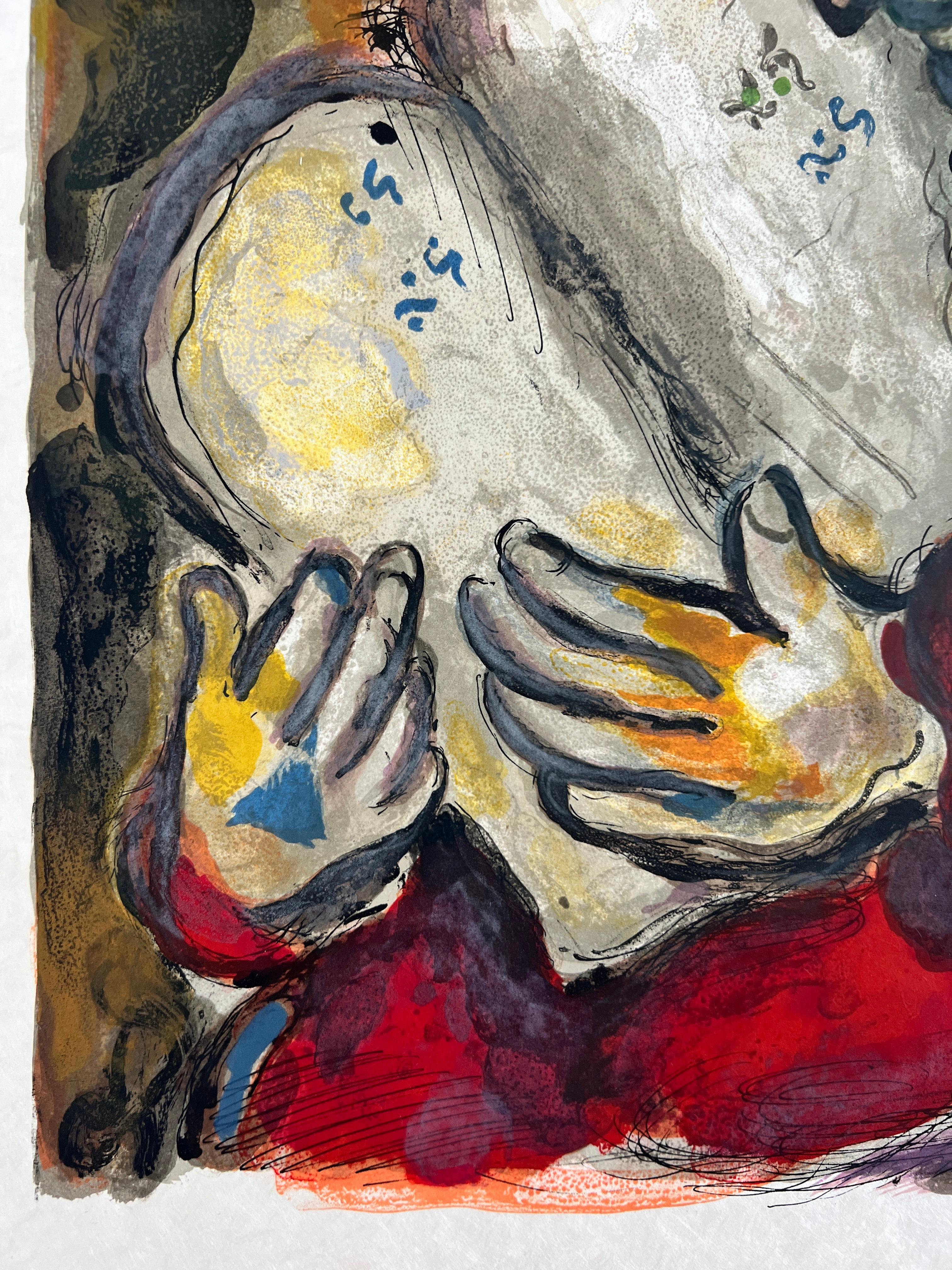 Marc Chagall (1887-1985) -  He wrote in the Tables the wordes of the covenant, even the Ten Commandments

Lithograph from 1966.

The edition of 20 on Japanese paper.

Dimensions of work: 49.5 x 36 cm

Publisher: Léon Amiel, Paris - New York.

The