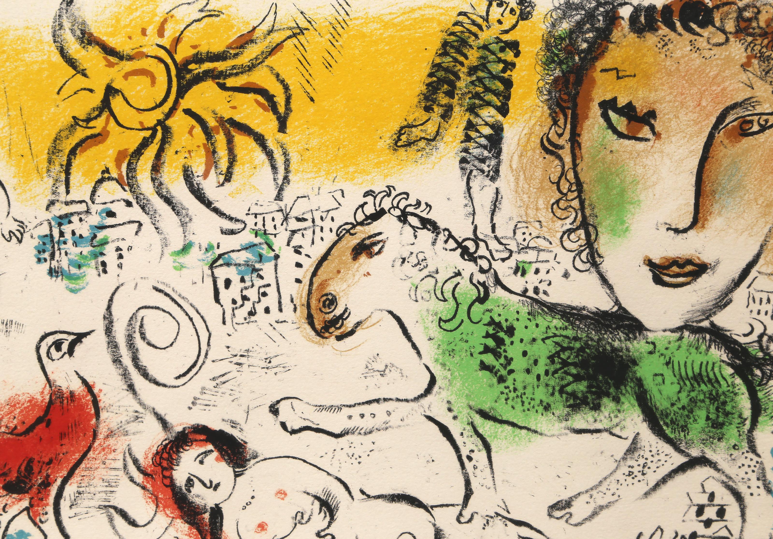 Ritorno a casa (Il cavallo verde), litografia moderna firmata da Marc Chagall in vendita 1