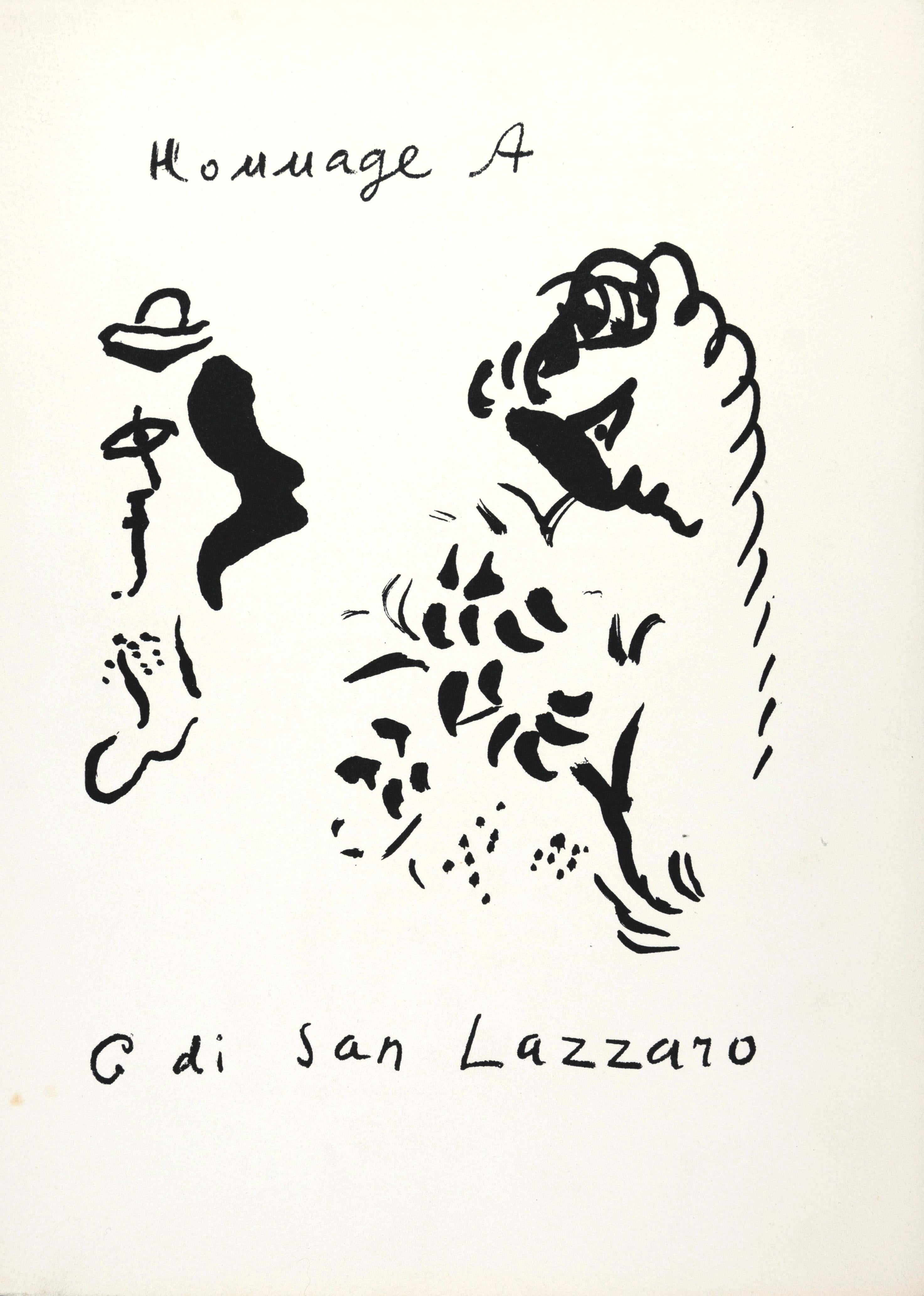 Hommage à San Lazzaro ist eine Lithographie nach Marc Chagall zu Ehren von Gualtieri di San Lazzaro, Direktor der Kunstzeitschrift "Xème Siècle".

Dieser Druck (nicht signiert und nicht nummeriert) stammt aus der Mappe "Hommage à San Lazzaro", die