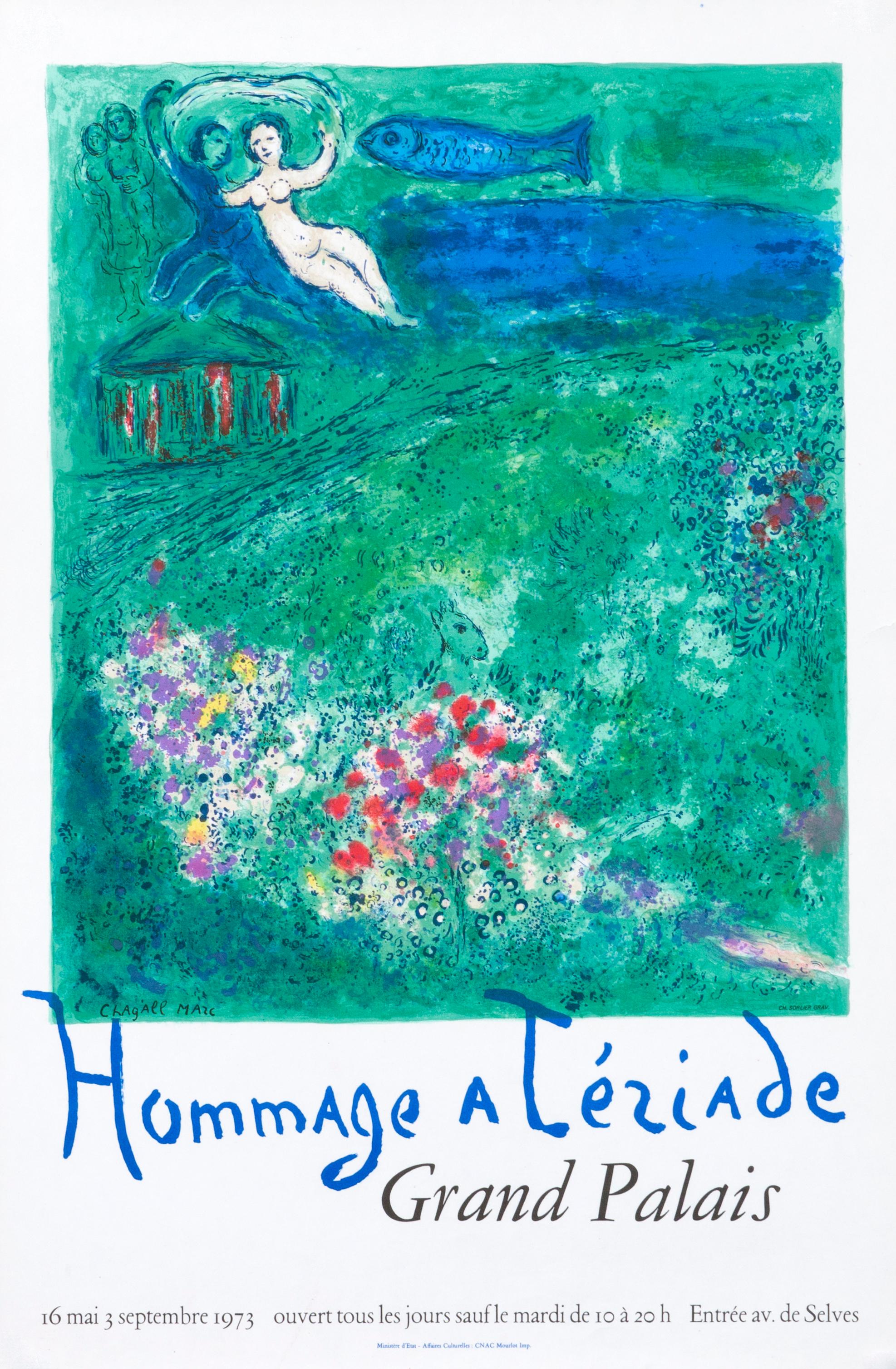 "Hommage a Teriade - Grand Palais" Chagall Original Vintage Exhibition Poster - Print by Marc Chagall
